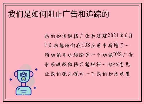 我们是如何阻止广告和追踪的 